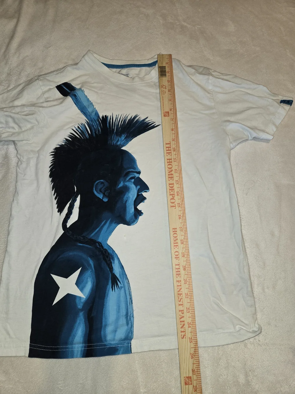 Nike White Short‑Sleeve Crewneck T‑Shirt with Blue Profile Graphic Warrior Tribe